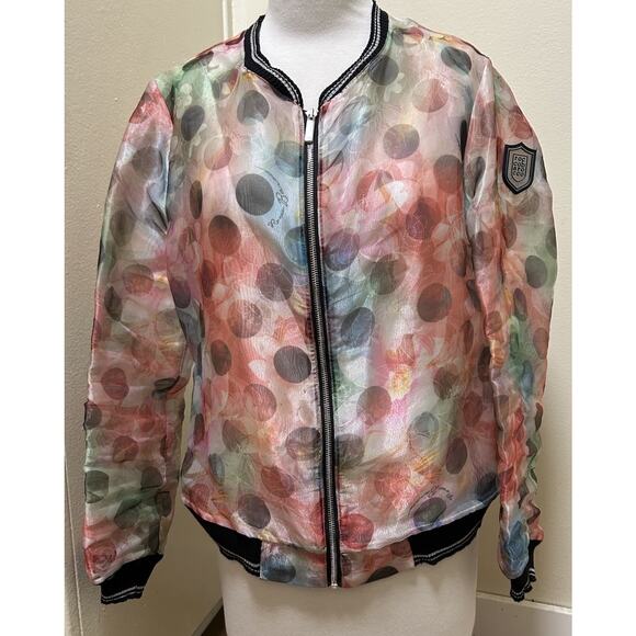 ROCCOBAROCCO Women's Sheer Floral Bomber Jacket Made In Italy - Size XL - Picture 1 of 8